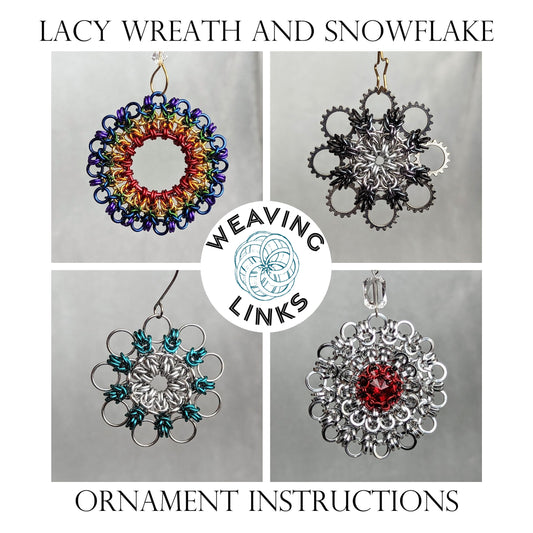 Instructions for Lacy Wreath and Snowflake Ornaments