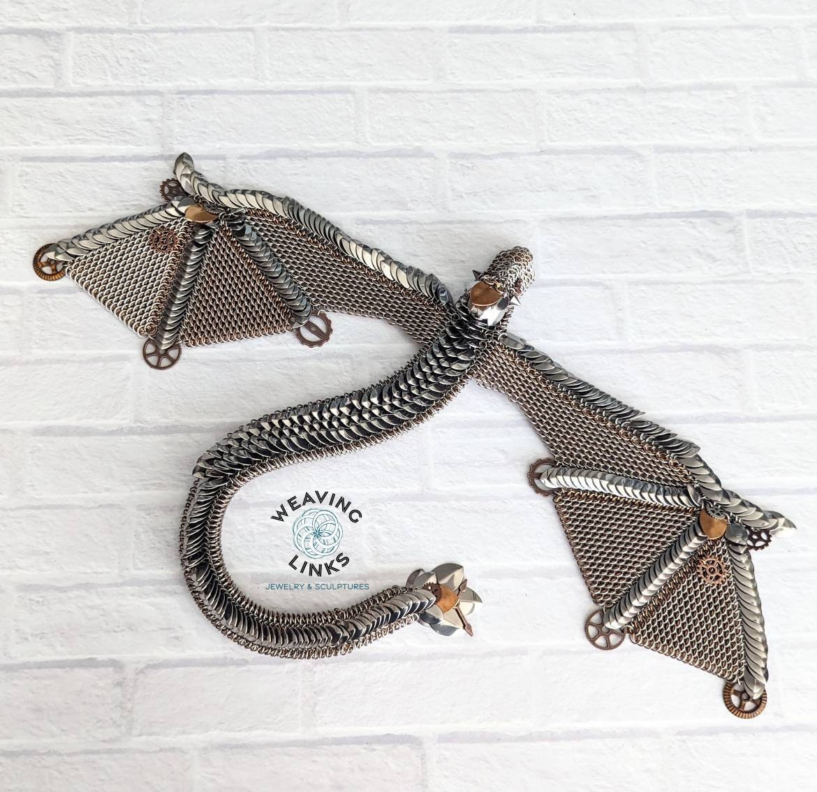 Winged Steampunk Dragon Sculpture