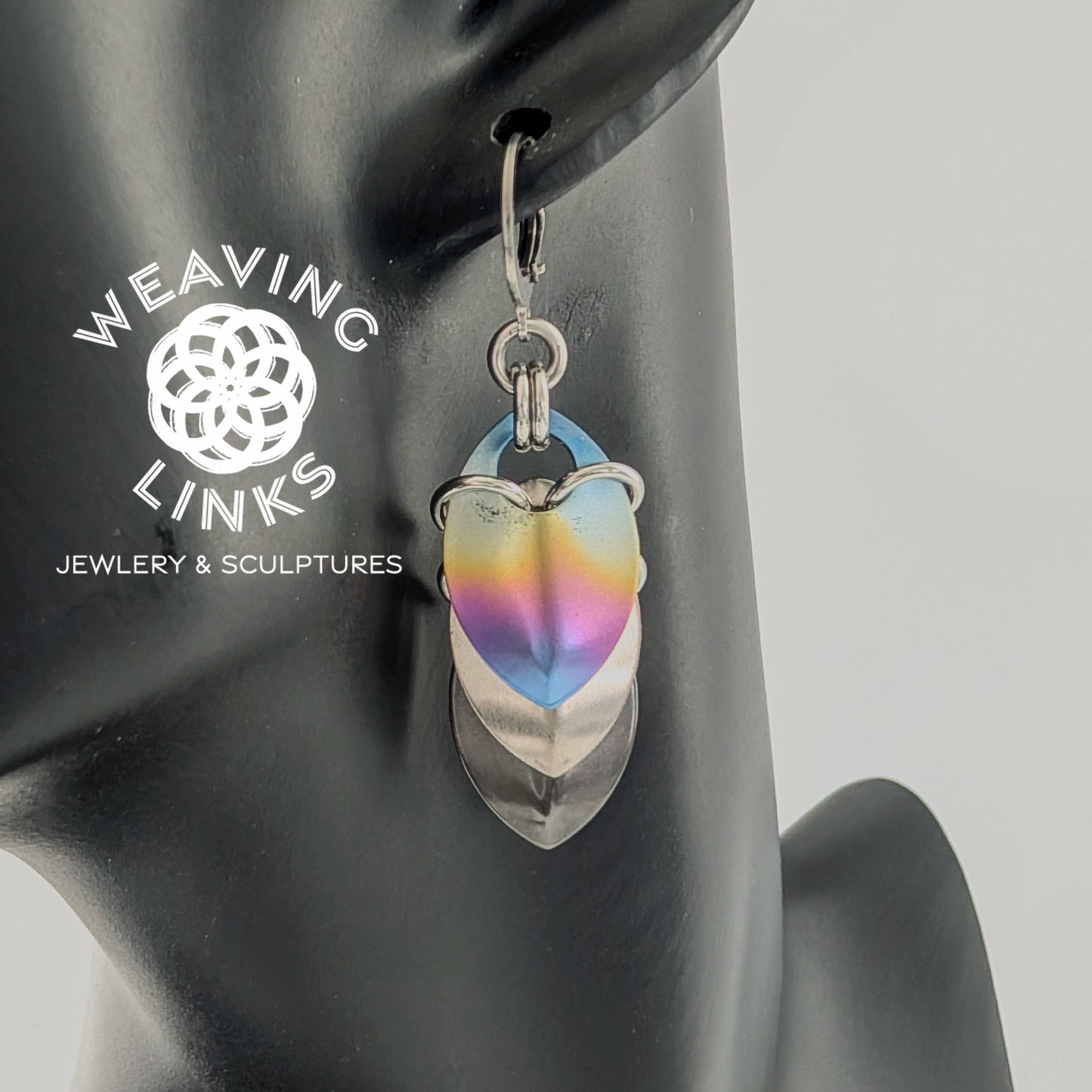 Stacked Titanium Scale Earrings